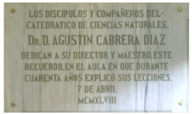 HIC 122 placa dedicada a D AGUSTIN CABRERA DIAZ